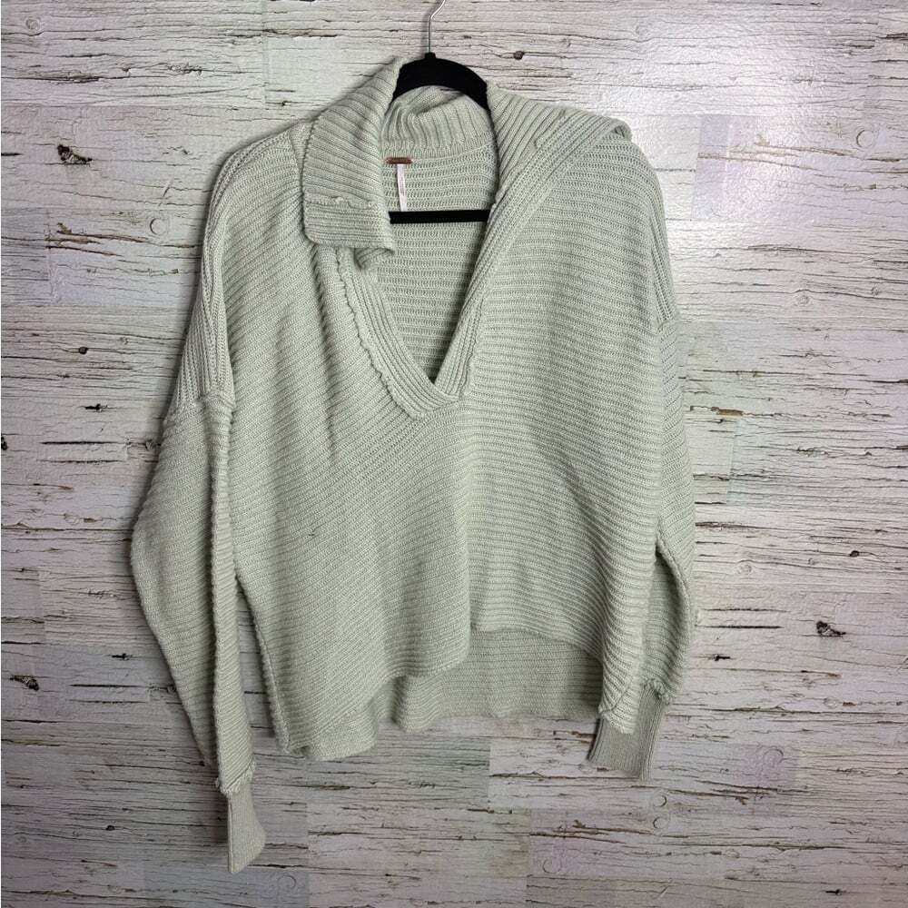 Free People Marlie knit sweater v neck slouchy oversized fit size large